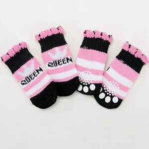 "Queen" Non-Slip Pet Socks - Elastic Knit - Set of 4